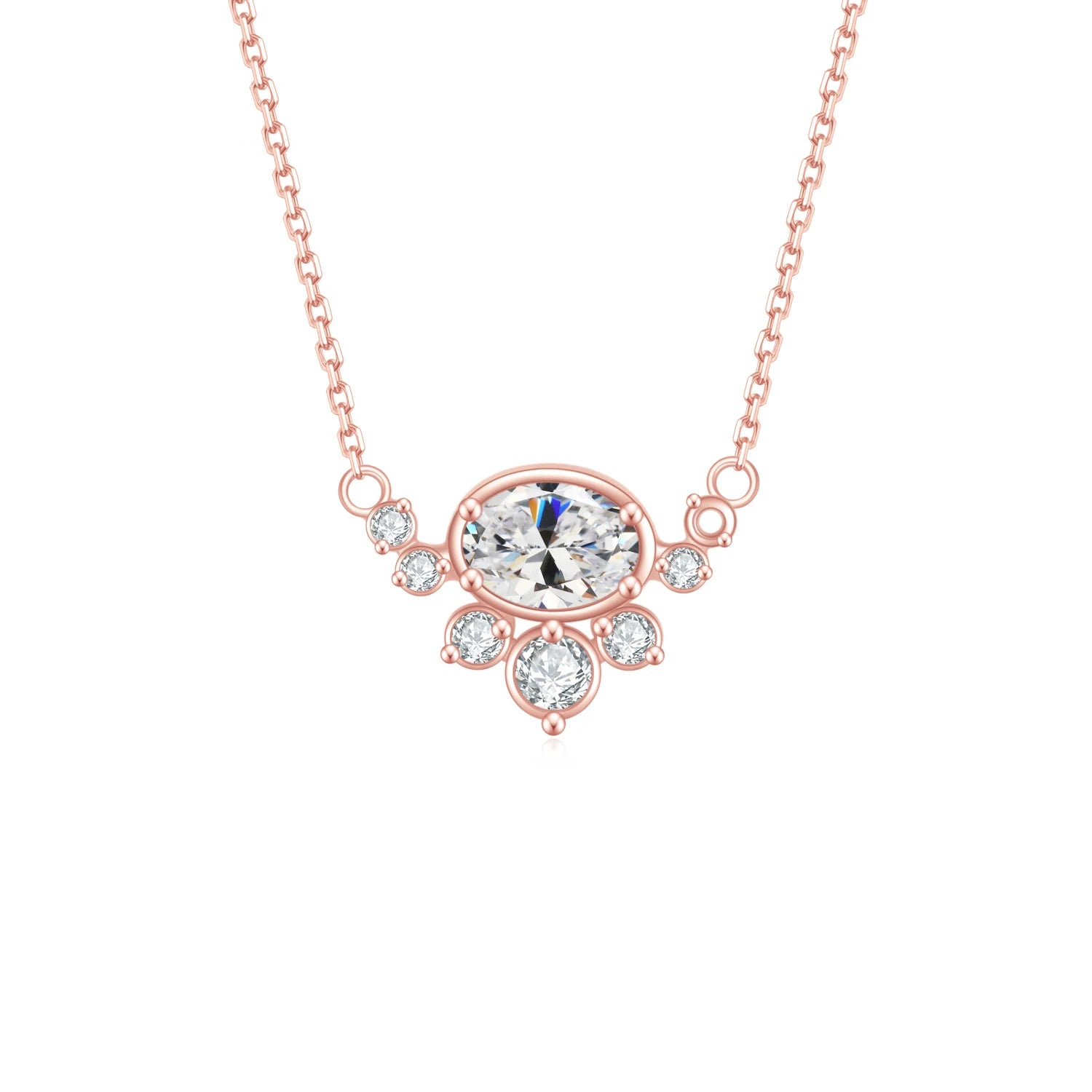 OL0893 Abiding Fine Jewelry Wholesale Oval Moissanite Diamond 14K Gold Plated Pure Solid 925 Silver Necklace for Ladies
