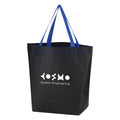 Ruthbag Black and White Non-Woven Shopping Tote Bag with Vegan Leather Look Letter Pattern Shoulder Strap Medium Size