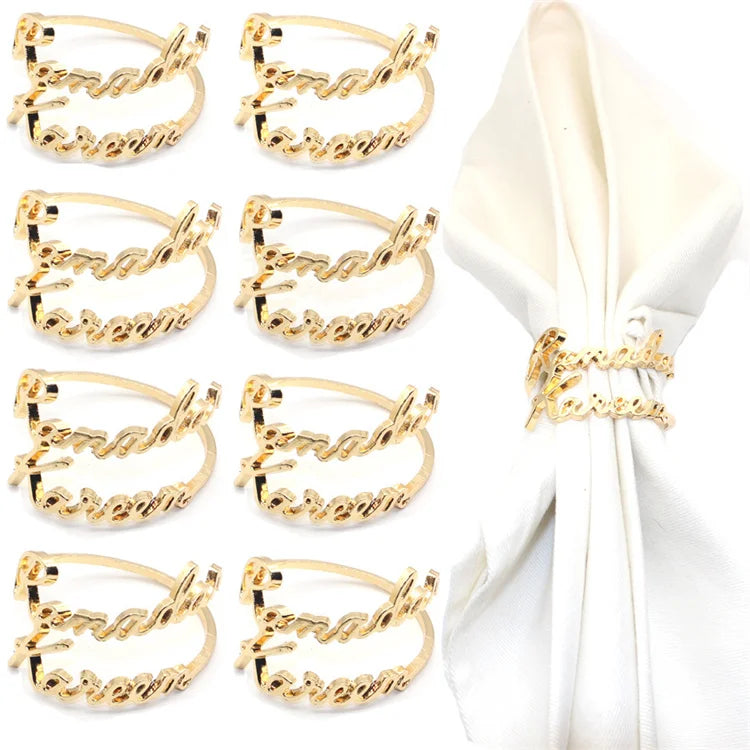 Alloy Eco-Friendly Laser Cut Double Row Napkin Ring with Western Buckle for Hotel and Wedding Use