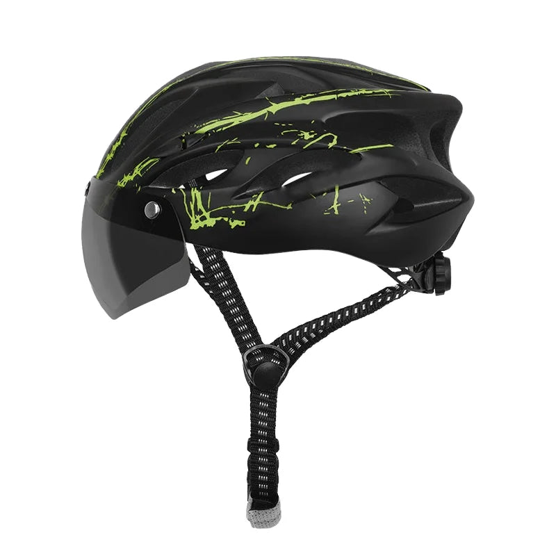 Cycling Helmet With Sun Visor Glasses Bicycle Accessories Hard Hat Riding Equipment