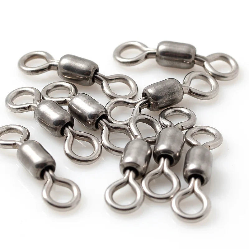 DORISEA All Stainless Steel 8#-8/0 Fishing Connector Crane Swivel Rolling Barrel Swivel Snap Hook