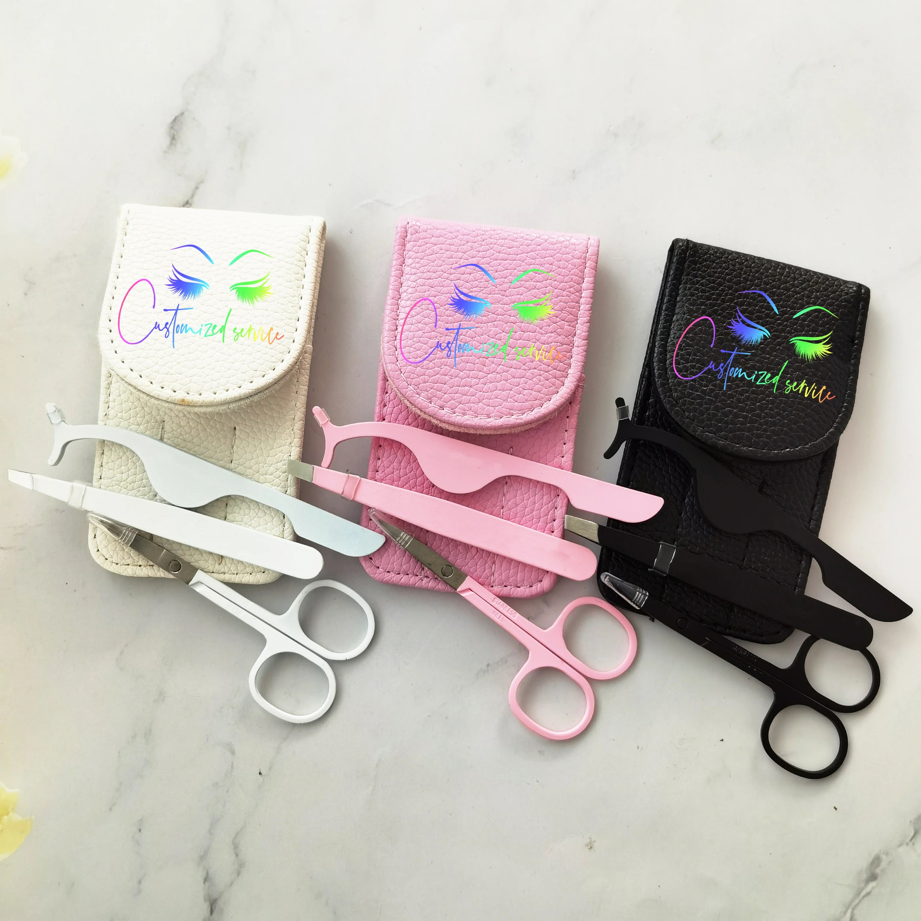 Private Label Pink Plastic Lashes Applicator Tweezers Bulk Magnetic Lash Tweezers Packaging False Eyelash Tweezers