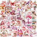 50Pcs Vintage Pink Girl Old Things Graffiti Stickers for Wall Luggage Aesthetic Lady Home Decor Sticker