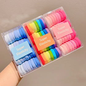 32pcs/box Super Elasticity Hair Tie Bold Simple Rubber Band No Hair Damage Children Head Wear Hair Accessories for Girls