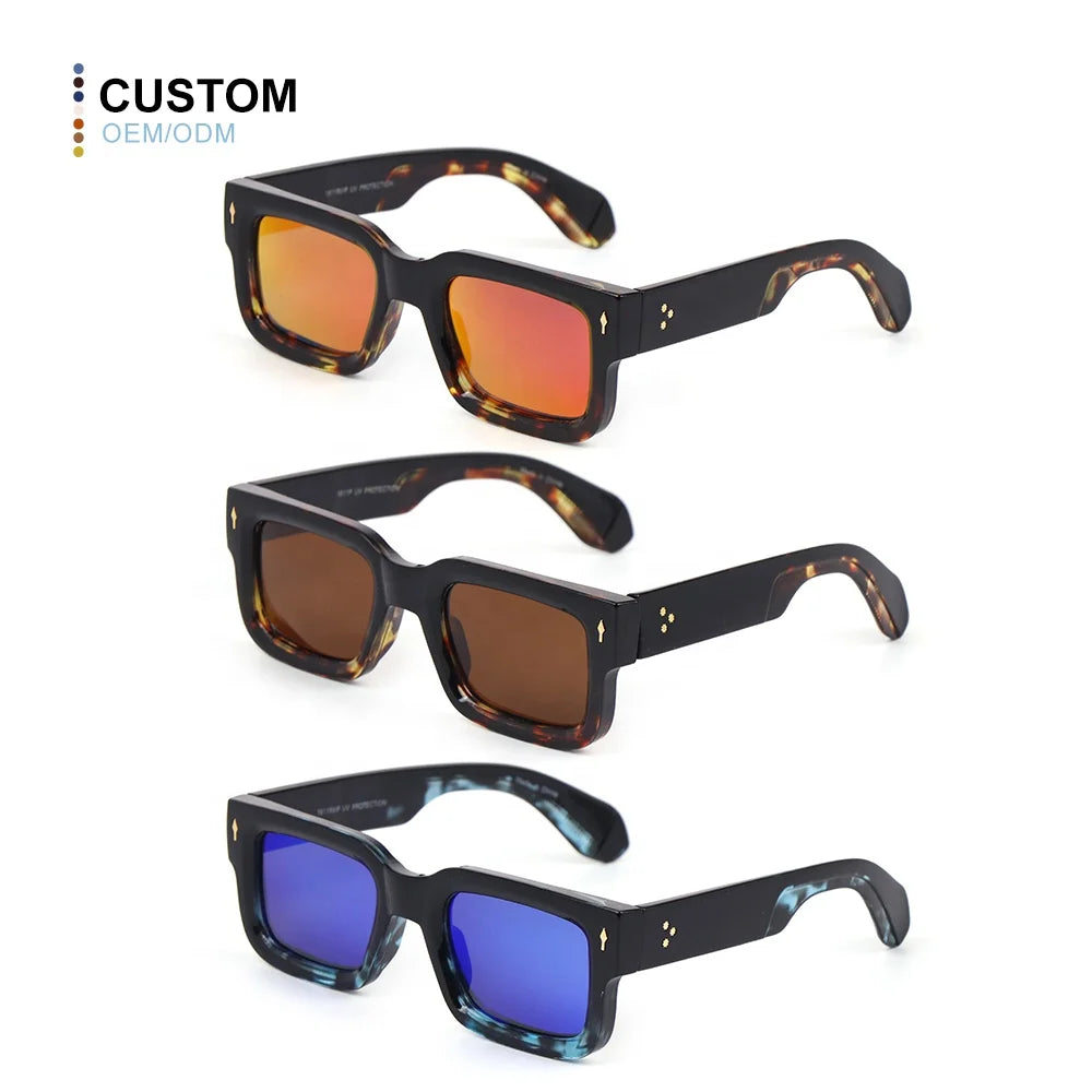 Sunglasses 2025 Men's Square Sun Glasses PC Frame Luxury Polarized Thick Fashion Custom Designer Logo Polarized Sunglasses Men