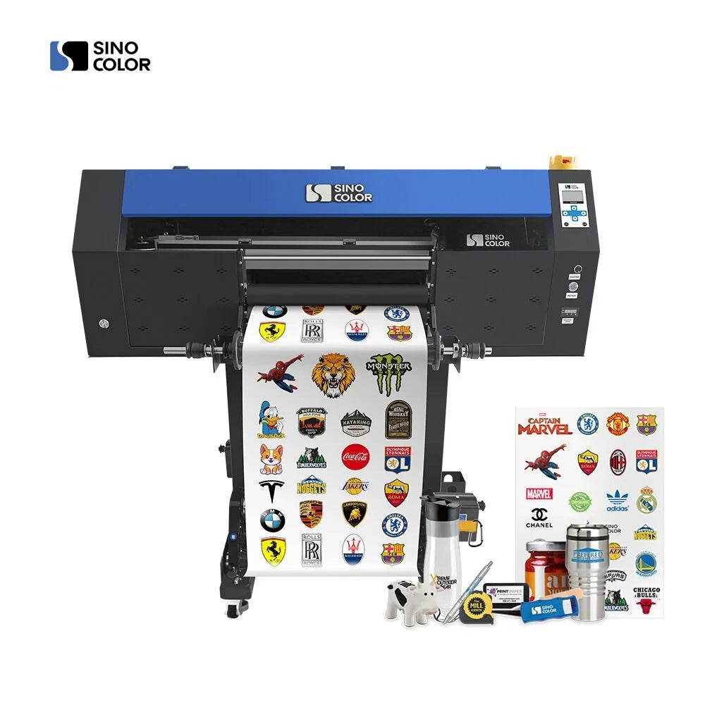 SinoColor 40cm 60cm I3200-U1HD / I1600 Heads Gold Film Roll to Roll UV DTF Printer UTF-400 for Crystal Label Sticker Vinyl Paper