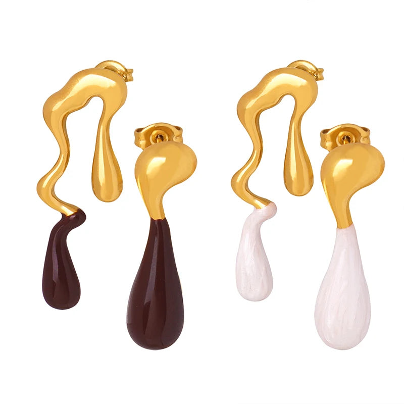 Trendy Oil Drip Stud Earrings Special-Shaped Hypoallergenic Enamel Stainless Steel Wedding Jewelry Wholesale Supplies