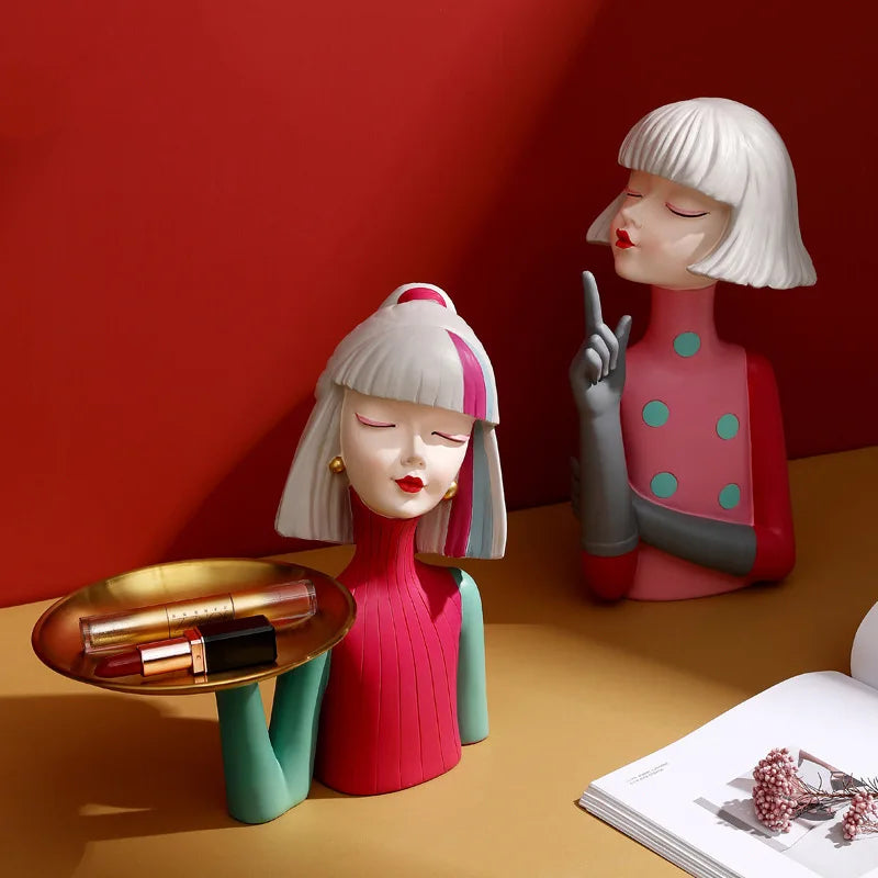 Creative Girl Resin Sculpture Ornament Room Table Home Decoration Birthday Gift Girl Sculpture