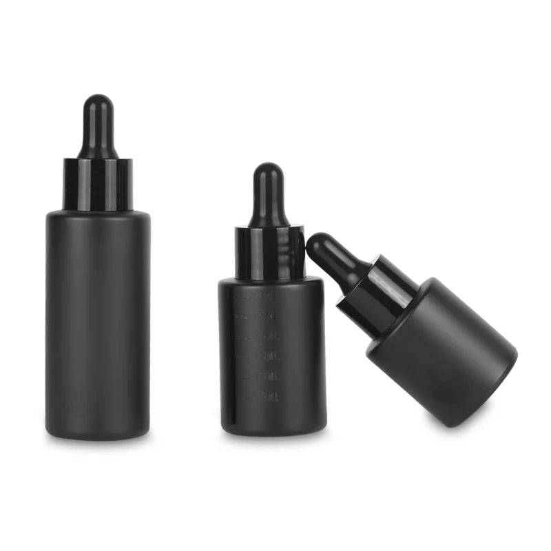 Custom Amber Black Glass Serum Bottle 1oz 30ml for Skincare Body Oil Moisturizing Dropper
