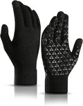 DIBEIREN Thickened Cuff Winter Warm Knit Gloves Acrylic/Silicone Wrist-Length for Men Women Anti-Palm Texting Driving