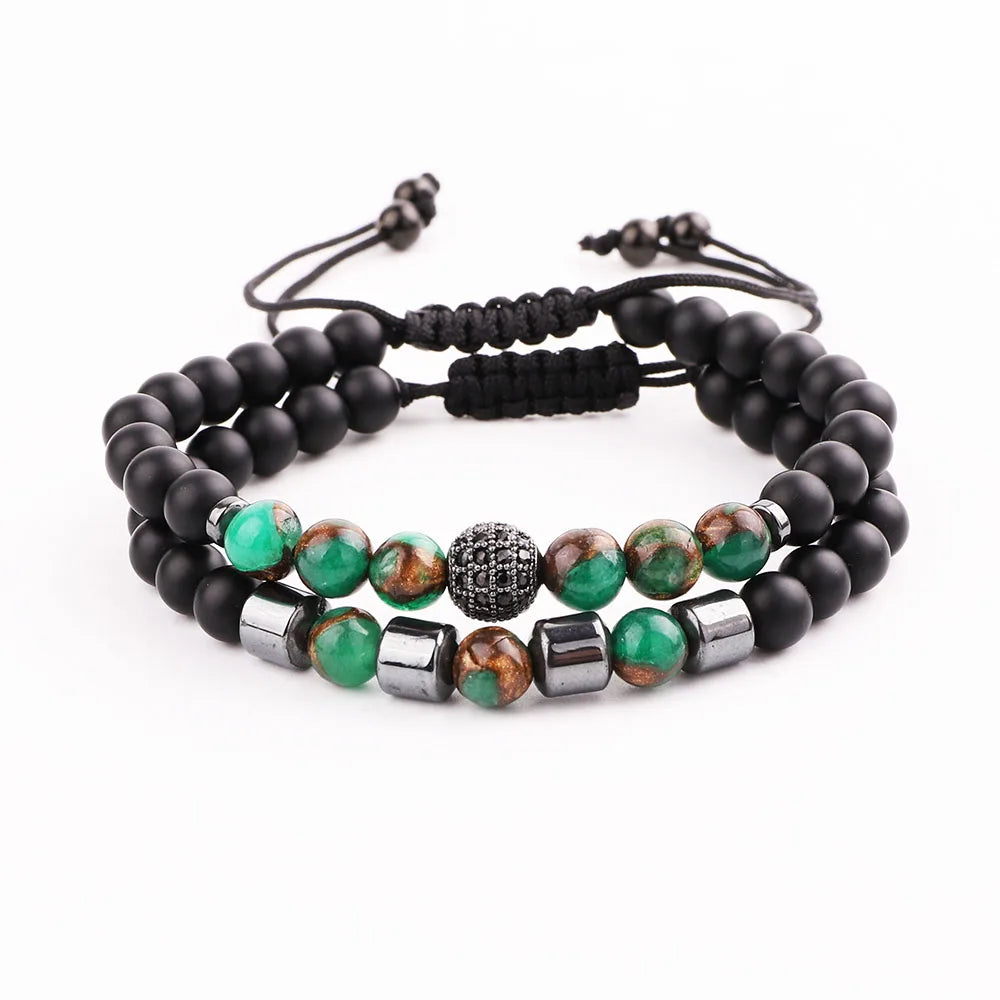 Jewelry Factory Making New Fashion Colored Agate Hematite Beads Macrame Bracelet for Men Jewelry JBS11700