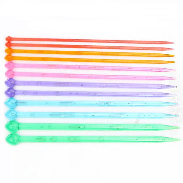 Factory Sale Candy Color 35cm Plastic Crochet Knitting Needles With Bubble Inside