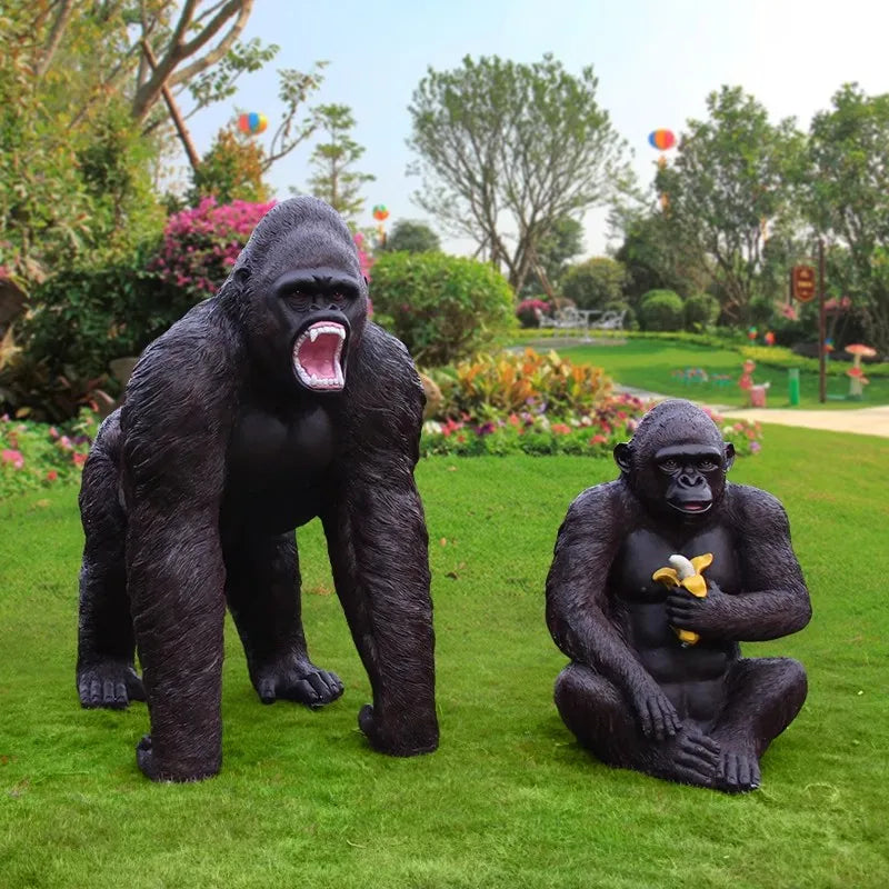 Birthday Photo Booth Fiberglass Safari Animals Statues Resin Gorilla Penguins Hippo Giraffe Props for Rentals