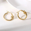 Minimalist Stainless Steel Hoop Earrings Gold Plated Hypoallergenic Twisted Knot Hoop Earrings for Women Girls