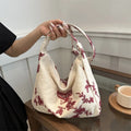 Fashion Flower Embroidery Women Shoulder Bags Casual Large Capacity Ladies Crossbody Bag Commuter Female Canvas Handbags Tote