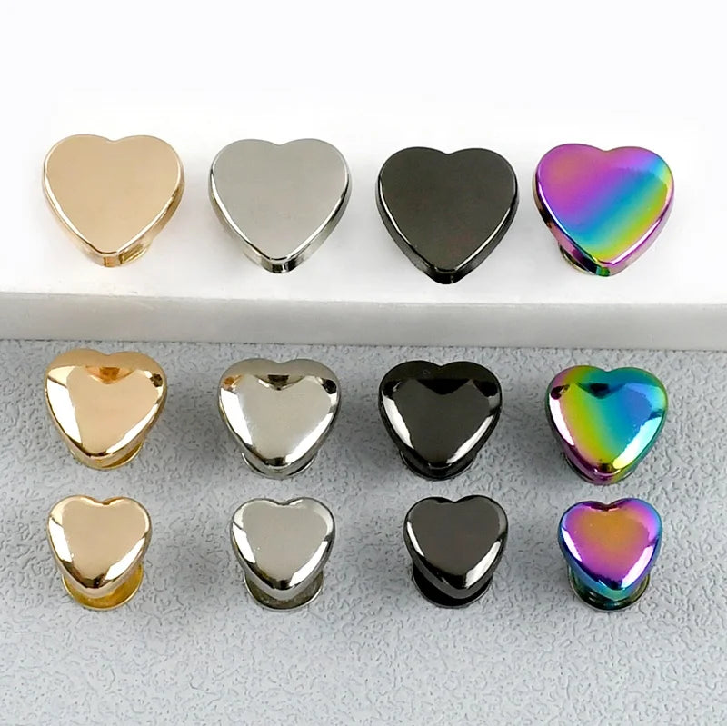 Meetee KY621 8/10/12/14 mm Alloy Square Decorative Buckle Heart Shaped  Bucket Rivet Luggage Hardware Accessories Rivet Buckle