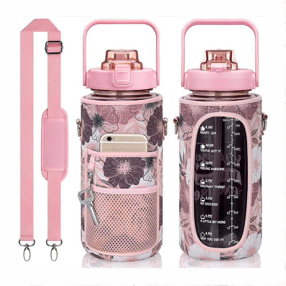 Best Seller Half Gallon Water Bottle with Storage Sleeve Leakproof Tritan BPA Free Sport Water Jug