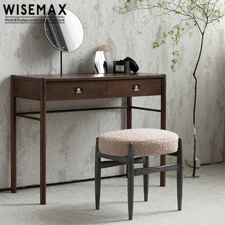 WISEMAX FURNITURE Italy Modern Home Furniture Luxury Sofas Fabric Chair Teddy Lamb Wool Chair Wooden Ottoman Dressing Chairs