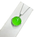 18 Inches 925 Silver Round 20mm Big Natural Burma Green Jade Gemstone Pendant Necklace