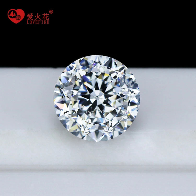 5A Grade Wholesale Price Round Brilliant Cut Loose White Cz Stone 100 Faceted Cut Synthetic Cubic Zirconia