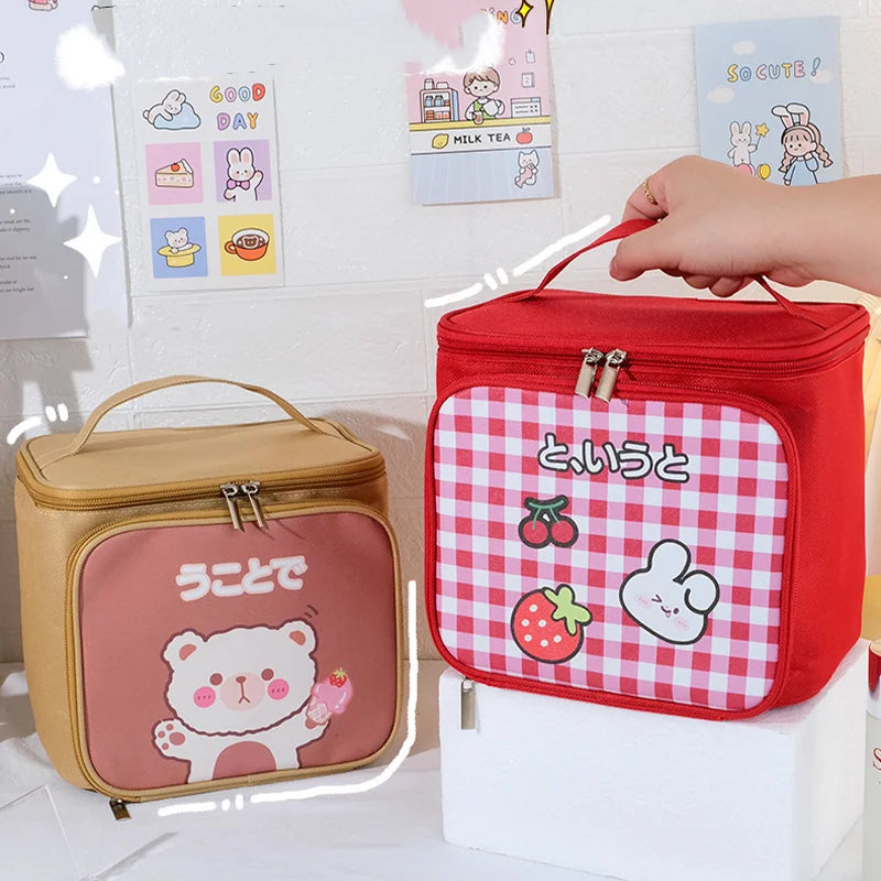 Women Tropical Plants Printed Canvas Cotton Travel Cosmetic Make up Case Bag Beauty Makeup Bag for Ladies
