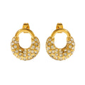Luxury Stainless Steel 18K Shiny Full CZ Diamond Micro Oval Gemstone Paved Stud Zircon Earrings