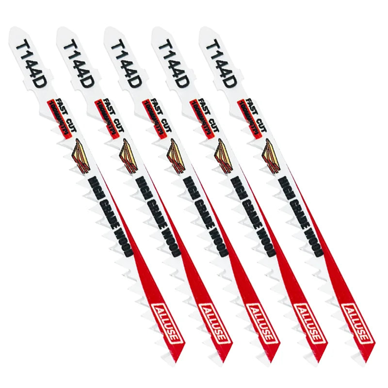 5pcs T144D HCS 4mm Teeth Pitch Jig Saw Blades Ground Teeth Rapid Tear Cut for Hardwood/Softwood Laminate Anti-Splinter Saw Blade