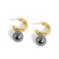 Hawaiian Jewelry 14k Gold Plating Irregular Black Pearl Stud Earring