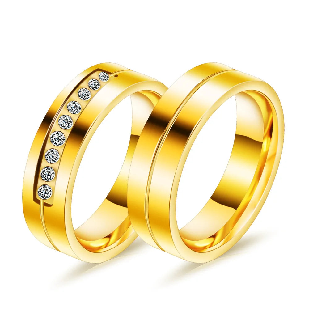 MECYLIFE 18k Gold Ring Designs for MEN WOMEN Jewelry Rings Stainless Steel Wedding Rings for Couples