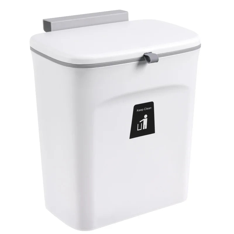 Kitchen Portable 9L square Wall Mounted Compost Bin With Lid Plastic Dustbin Trash Cans Garbage Can Waste Bin