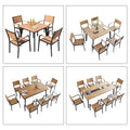 Modern 6-Seater Dining Patio Outdoor Furniture Set 7-Piece Rectangular Teak Wood Color Table Space Saving Plastic Living Room