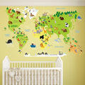 Wholesale Kids Room Cartoon Animals 3d World Wood Map Wall Sticker