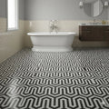 Modern Black White Marble Mosaic Tiles | Irregular Stone Waterjet | Polished Herringbone Wall & Floor Tiles for Bathroom Kitchen