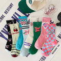 Wholesale Street Style Fashion Graphic Socks Ribbed Cotton Skateboard Crew Socks for Women
