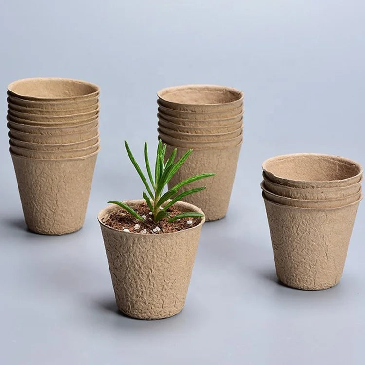 Biodegradable Round Paper Pulp Seed Starter Nursery Trays Portable 7.5cm Cell Depth Uncoated