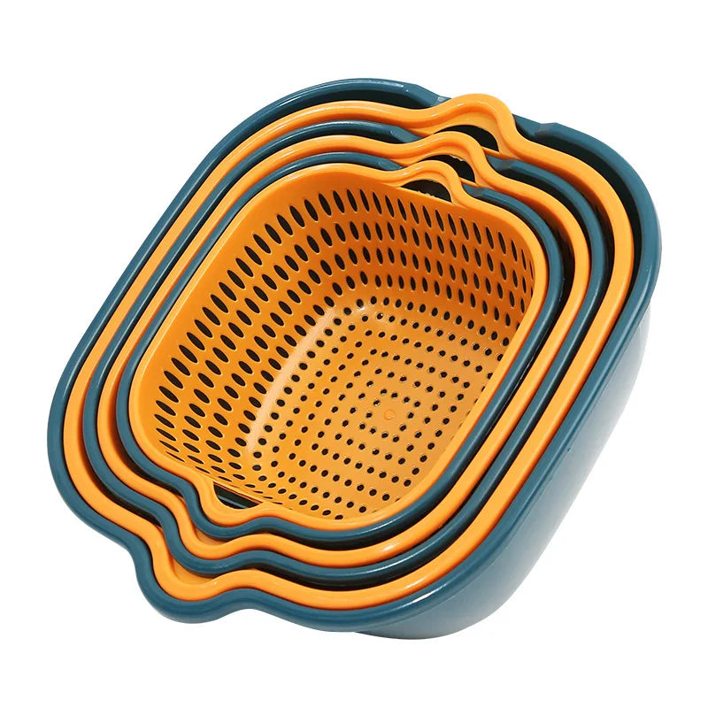 New Design PP Kitchen Colanders Strainers 6pcs Double Layer Sink Basket for Filter and Storage Vegetable and Fruits