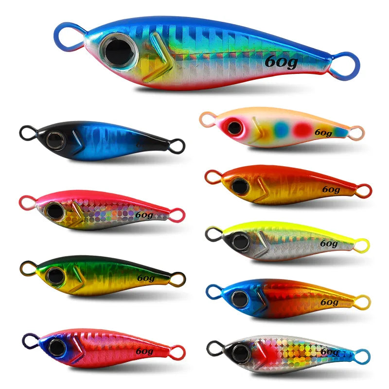 New Lead Fish Metal Bait 20g 30g 40g 60g Long Range Luminous Flip Mouth Sea Bass Night Light Bait