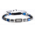 New Fashion CZ Pave Charm Bracelet Hematite Beads Macrame Bracelets for Men Women