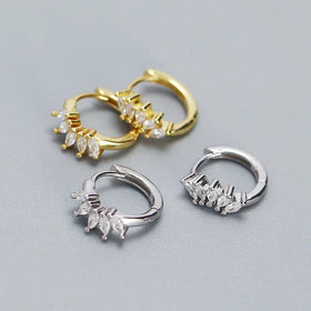 Luxury Crystal 925 Sterling Silver Hoop Earrings for Women Geometric Zircon Personalized Earring Jewelry