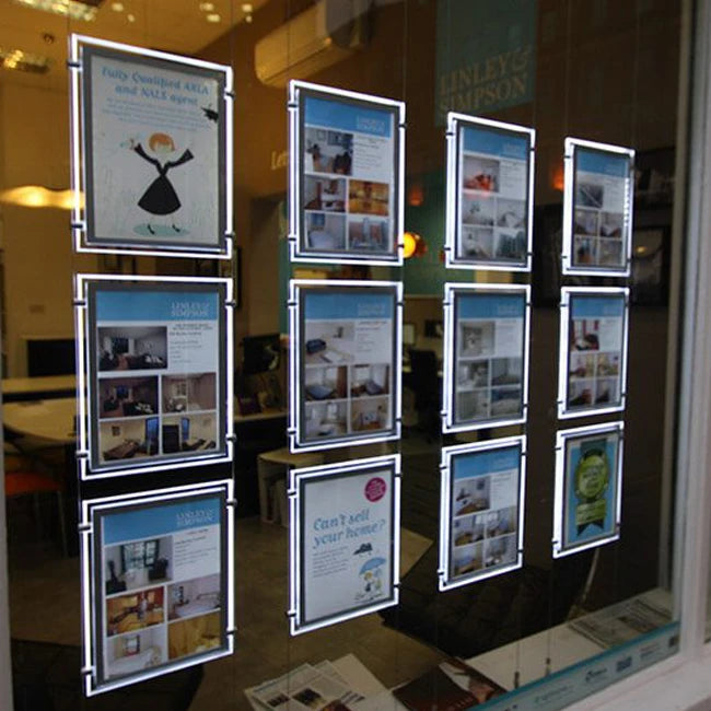Window Display Real Estate Acrylic Ceiling Light Box Hanging Frame Poster Advertising Led Display Slim Light Box