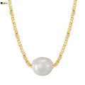 RINNTIN GPN36 Original Jewelry 14K Gold Plated Pearl Necklace Silver Nugget 925 Sterling Silver Freshwater Pearls Necklace