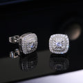 Rhinestone Crystal Fashion Women Jewelry Halo Square Cluster Stud Earrings Destiny Jewellery