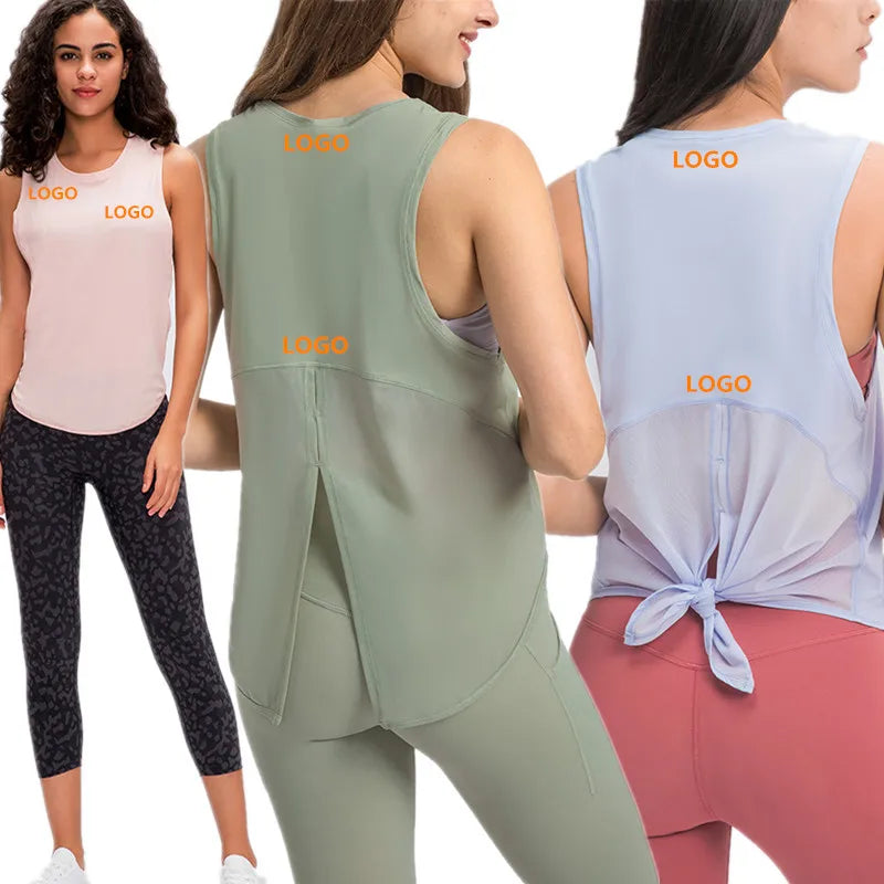 New Hot Sale Ladies Quick Dry Breathable Custom Sports Fitness Gym Yoga Wear Sleeveless Top Vest