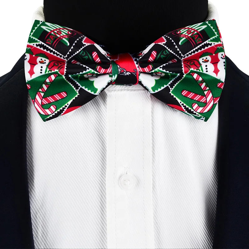 Christmas Silk Bow Tie for Men Xmas Holiday Festive Pre Tied Bowtie