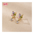 Joyeria Beautiful 18K Laminated Gold Plated Brass Hoop Earrings With Cubic Zirconia for Wholesale Earrings Women