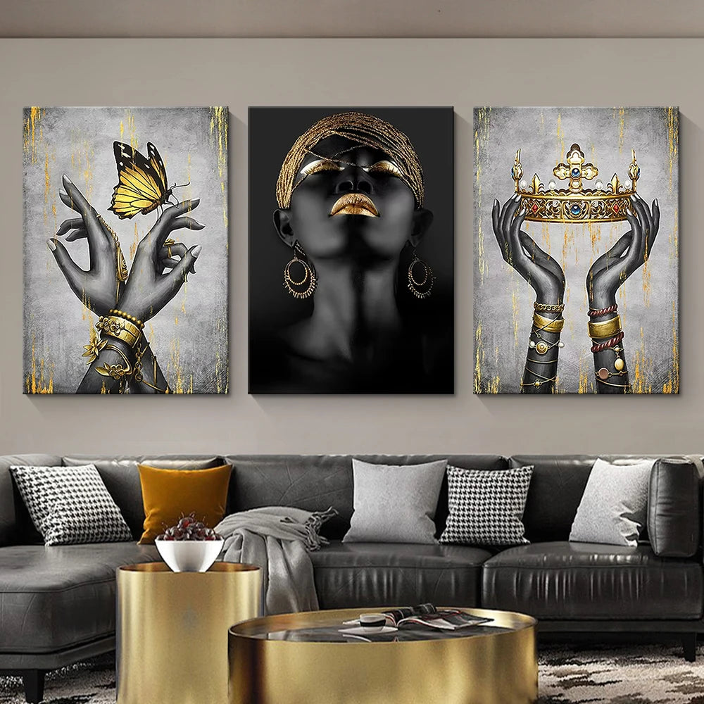 Commerctal Modern Artwork Diamond Set Crystal Porcelain Painting Custom Design Print Butterfly Crown Wall Art Canvas Wall Art MegaBDM