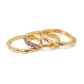 Fashionable Vintage Unisex Wedding Ring Large Dome 18K Gold Plated Stainless Steel Hammered Zircon Ring