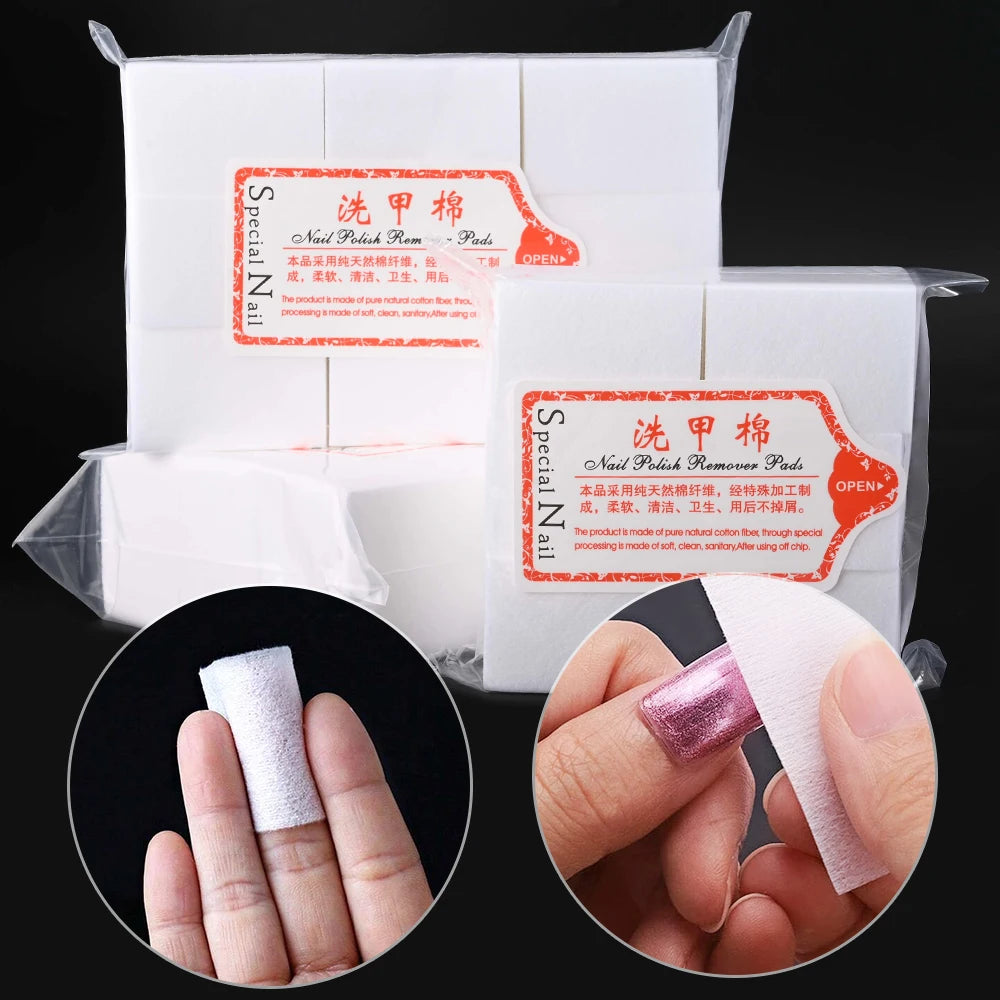 100/500/1000 Pcs/bag White Nail Cotton Polish Remover Wipes Remover Cotton Sheet One-time Hard Nail Polish Remover Nail Tool