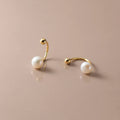 925 Sterling Silver Fine Stud Earrings Fashion Geometric Screw Bead Natural Freshwater Pearl Women's Party Engagement Jewelry