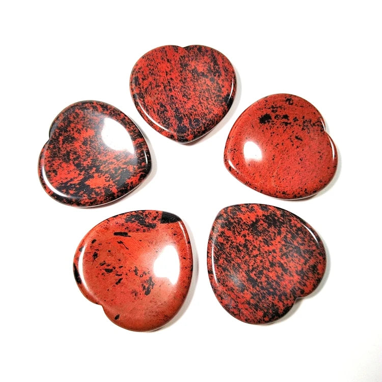 HZ Bulk Wholesale Natural Crystal Palm Stone Semi-precious Thumb Red jasper Worry Stone